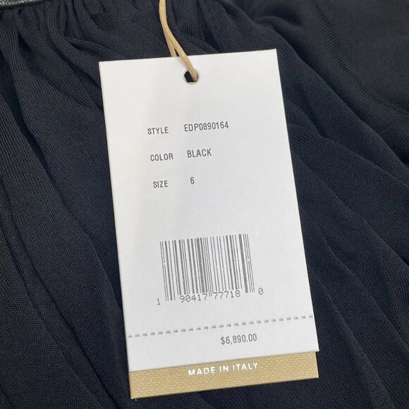 NEW MICHAEL KORS Plongé Leather & Chiffon Empire Gown • Size 6 • Black - Picture 4 of 9